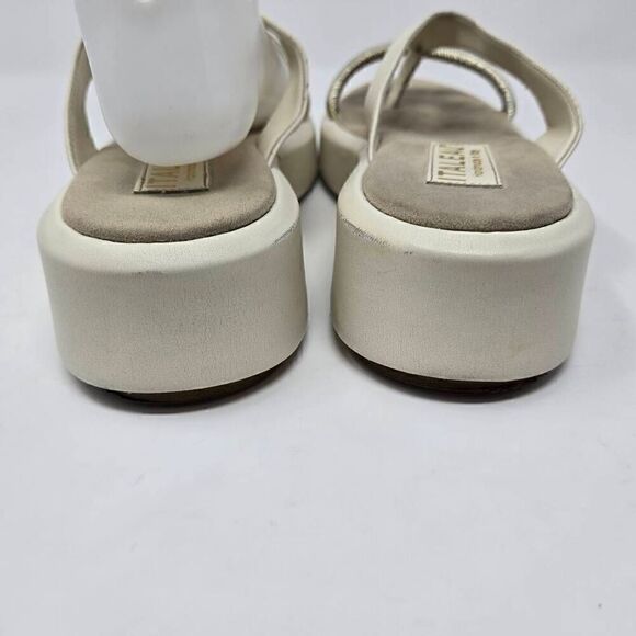 ITALEAU ZABRI CREAM GOLD LEATHER PLATFORM FLIP FLOP SANDALS WOMENS SIZE 9 US - Picture 3 of 7